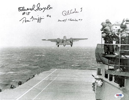 Doolittle Raiders 11x14 Photo (of #1 plane taking off) signed by (4) living veterans